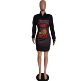 Women's Autumn and Winter casual letter print dress
