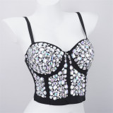 Women Nightclub Strapless Beaded diamond suspender top