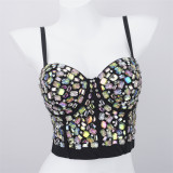 Women Nightclub Strapless Beaded diamond suspender top