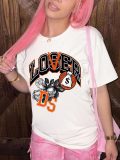 Women's round neck short-sleeved English printed T-shirt
