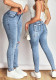 Women's high stretch ripped denim tight pants