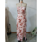 Women Summer Strapless Print Holidays Dress