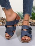 Spring Summer Plus Size women's wedge heel open toe outdoor wear slippers