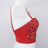 Women Nightclub Strapless Beaded diamond suspender top