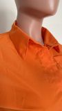 Women's fashion sexy solid color button Crop Shirt split skirt two-piece set