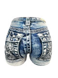 Women Knitting Print Shorts