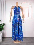 Plus Size Women Off-shoulder Spring and Summer African Print Bubble Bead Maxi Dress