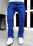Men's Street Stretch Patch Denim Straight Pants