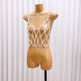 Women hollow backless Halter Neck beaded body chain