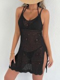 Women Suspender Dress Hollow Slit Beach Bikini Cover-up Dress