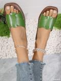 Summer Plus Size women's fashionable leather flip flops outdoor wear flat slippers