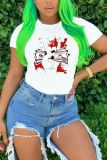 Women's round neck short-sleeved English printed T-shirt