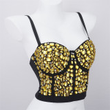 Women Nightclub Strapless Beaded diamond suspender top