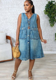 Fashion casual Sleeveless denim dress