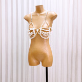 Women hollow backless Halter Neck beaded body chain