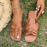 Women's Plus Size casual one strap flat slippers