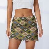 Women's print patchwork chic sexy trendy slim short skirt