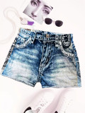 Women Knitting Print Shorts