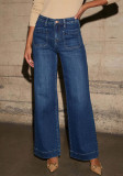 Women's spring wide leg straight high waist denim pants