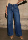 Women's spring wide leg straight high waist denim pants