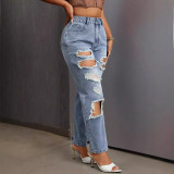 Women's slim fit ripped tight denim pants