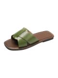 Summer Plus Size women's fashionable leather flip flops outdoor wear flat slippers