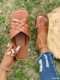 Women's Plus Size casual one strap flat slippers
