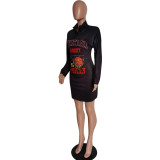 Women's Autumn and Winter casual letter print dress