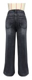 Women's spring wide leg straight high waist denim pants