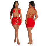 Women's Beach Holidays bikini skirt three-piece bikini swimsuit