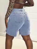 Women's high waist lace-up denim shorts