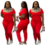 Women's spring and summer fashionable print short-sleeved two-piece trousers set