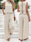 Summer women's fashion sleeveless vest and casual pants set