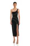 One-shoulder diamond split sexy elegant women's party evening dress