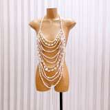 Women hollow backless Halter Neck beaded body chain