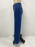 Women's spring wide leg straight high waist denim pants