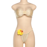 Women Spring Summer Sexy Lace-Up Strapless Vest Basic Briefs Two Pieces