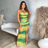 Women sexy lace Backless Slit Sexy Dress Maxi Dress