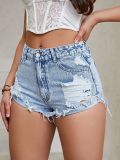 Women's casual high waist ripped denim shorts