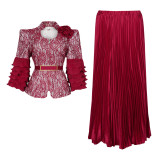 African Women lace print Formal Party Maxi Dress two-piece set