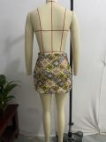 Women's print patchwork chic sexy trendy slim short skirt