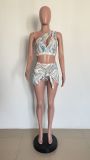 Summer sexy print three-piece swimsuit