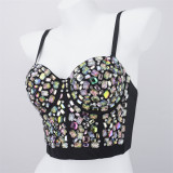 Women Nightclub Strapless Beaded diamond suspender top