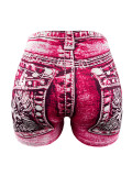 Women Knitting Print Shorts