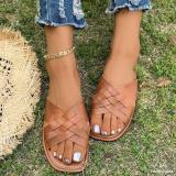 Women's Plus Size casual one strap flat slippers