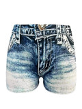 Women Knitting Print Shorts