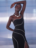 One-shoulder diamond split sexy elegant women's party evening dress
