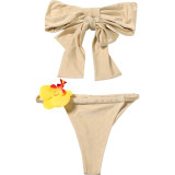 Women Spring Summer Sexy Lace-Up Strapless Vest Basic Briefs Two Pieces