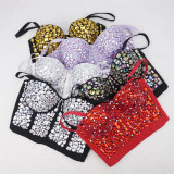Women Nightclub Strapless Beaded diamond suspender top