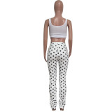 Women's Spring polka dot Ruched fashion casual trousers